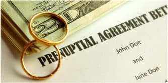 Prenuptial Agreement With Rings And Money Reseting On Top